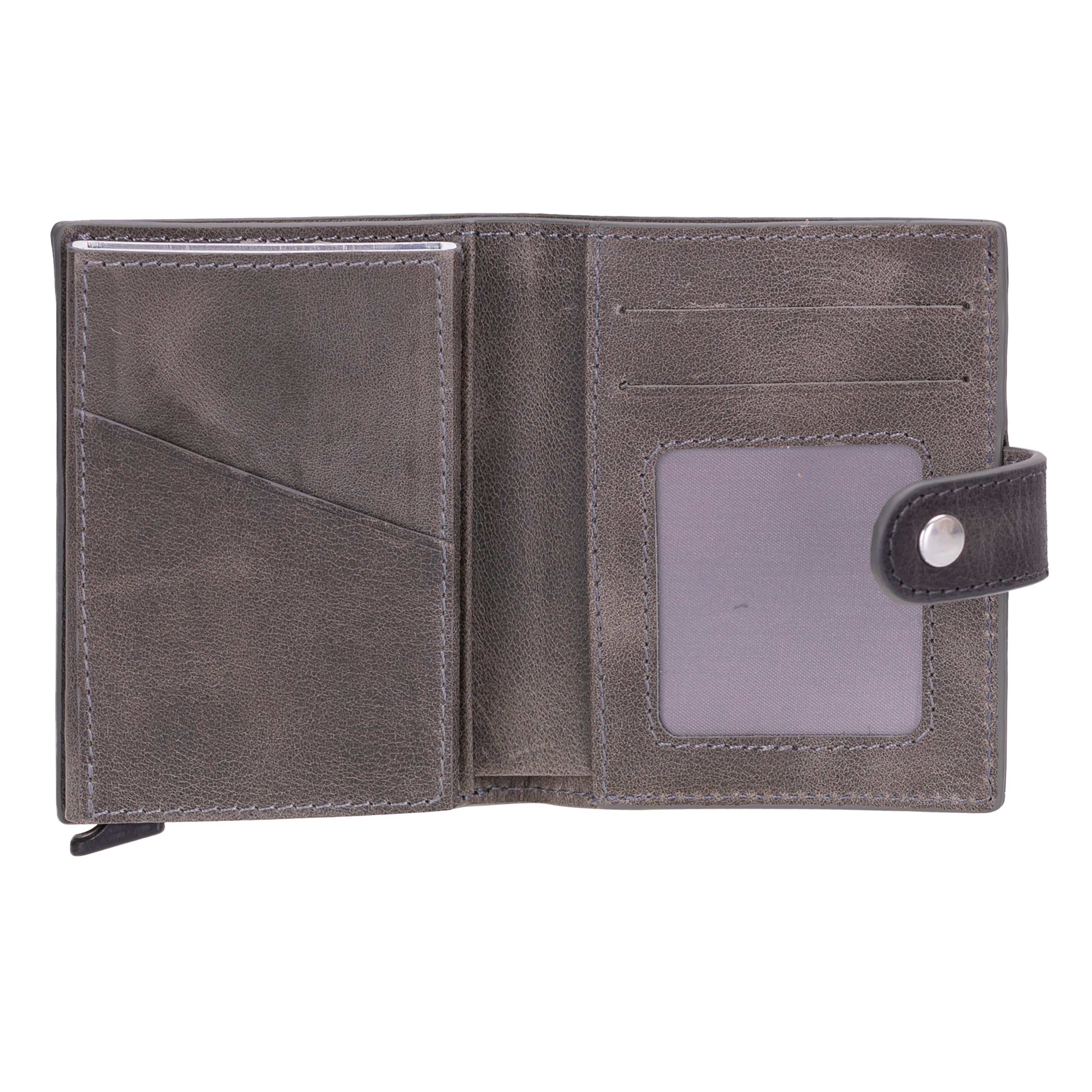 Plato Zip Mechanical Genuine Leather Card Holder