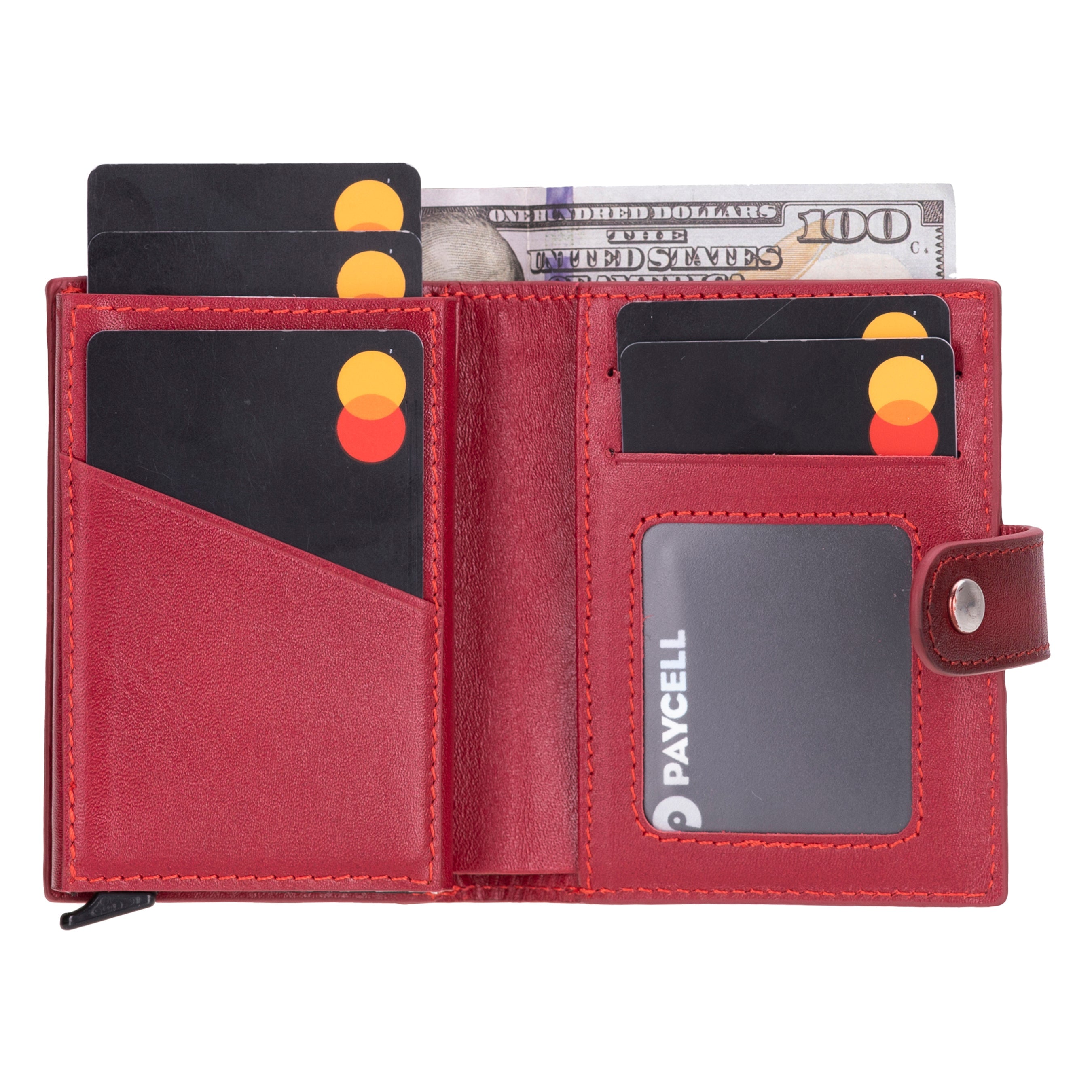 Plato Zip Mechanical Genuine Leather Card Holder