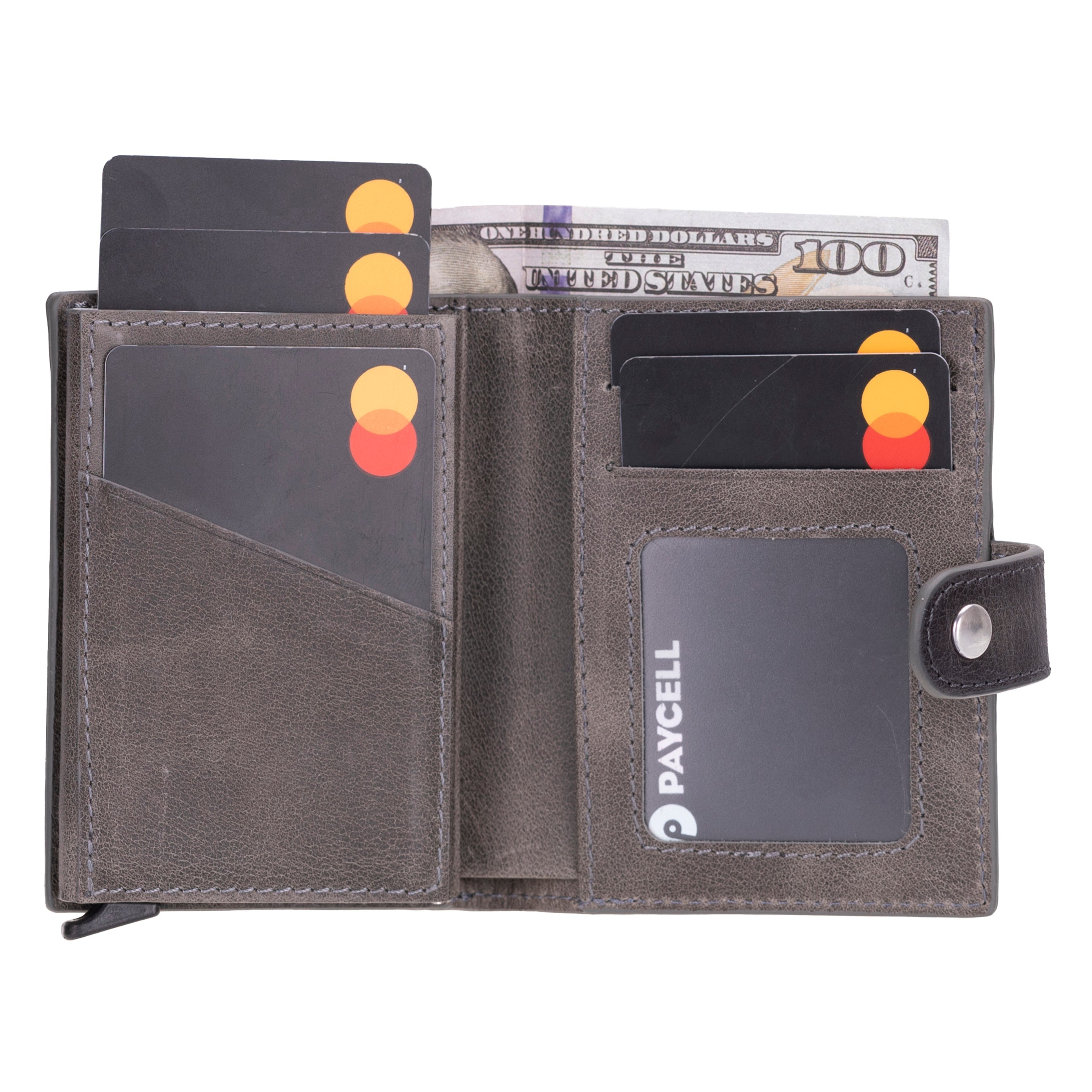 Plato Zip Mechanical Genuine Leather Card Holder