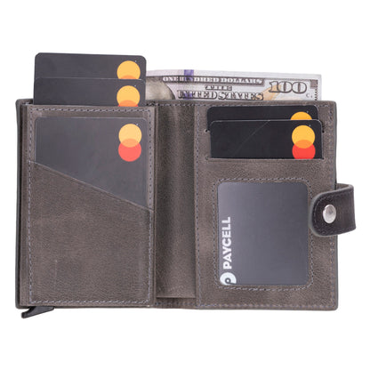 Plato Zip Mechanical Genuine Leather Card Holder
