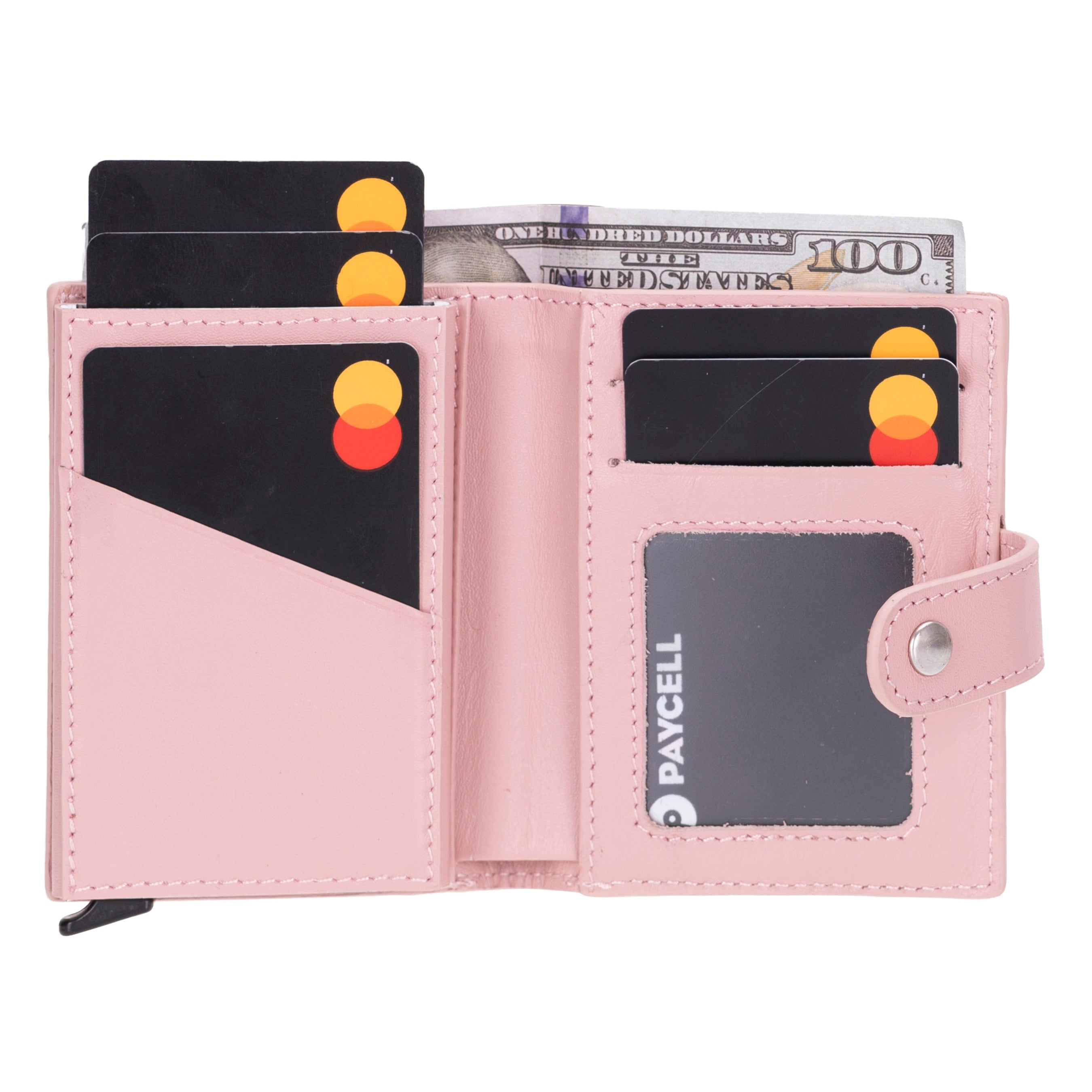 Plato Zip Mechanical Genuine Leather Card Holder