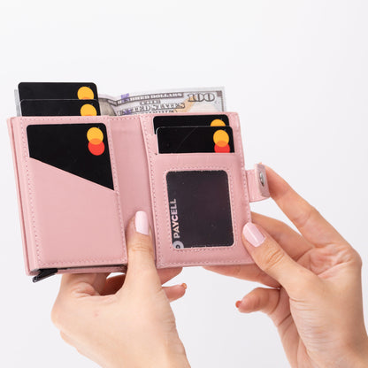 Plato Zip Mechanical Genuine Leather Card Holder