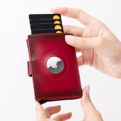 Plato Zip Mechanical Genuine Leather Card Holder