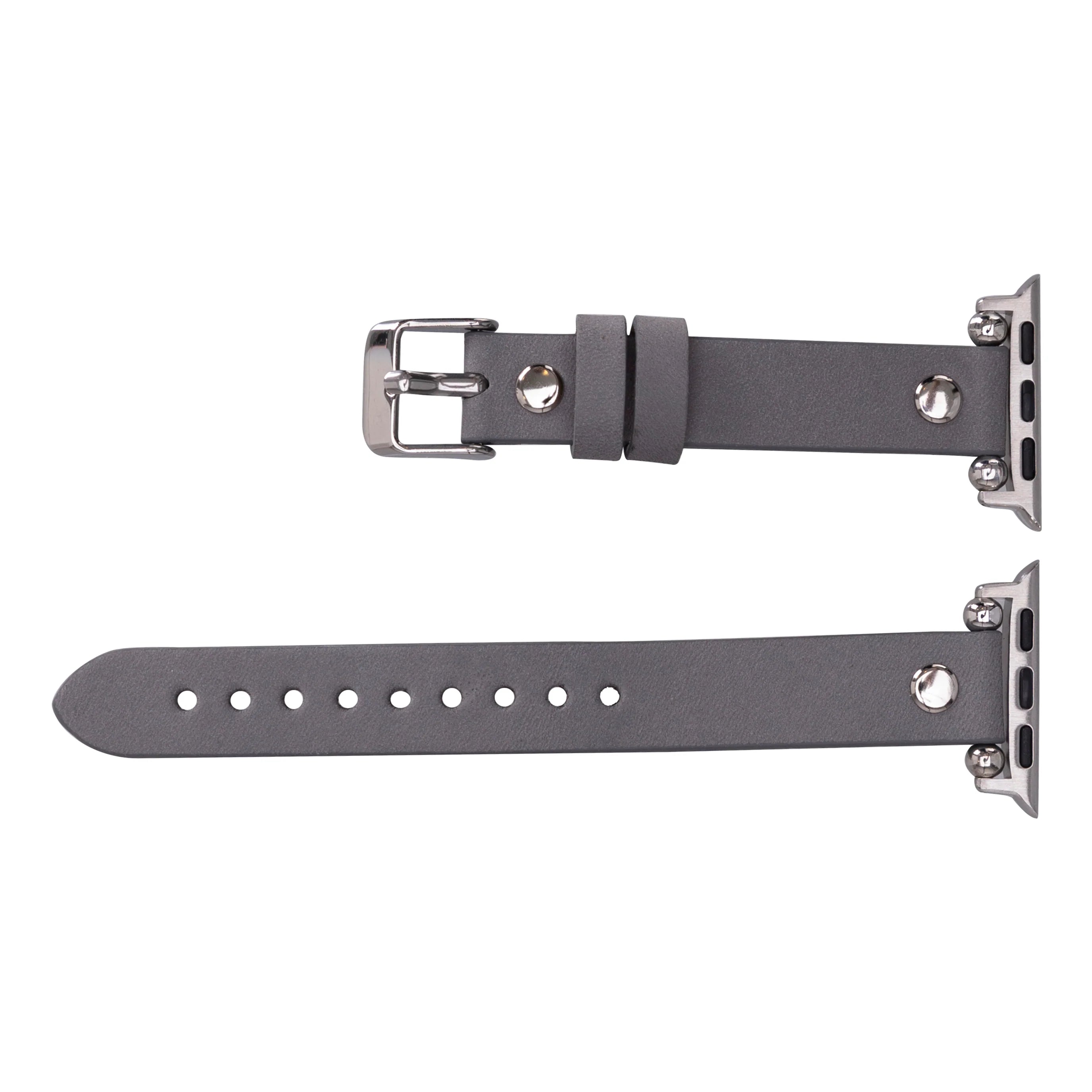 Ferro Silver Trok Style Leather Apple Watch Bands