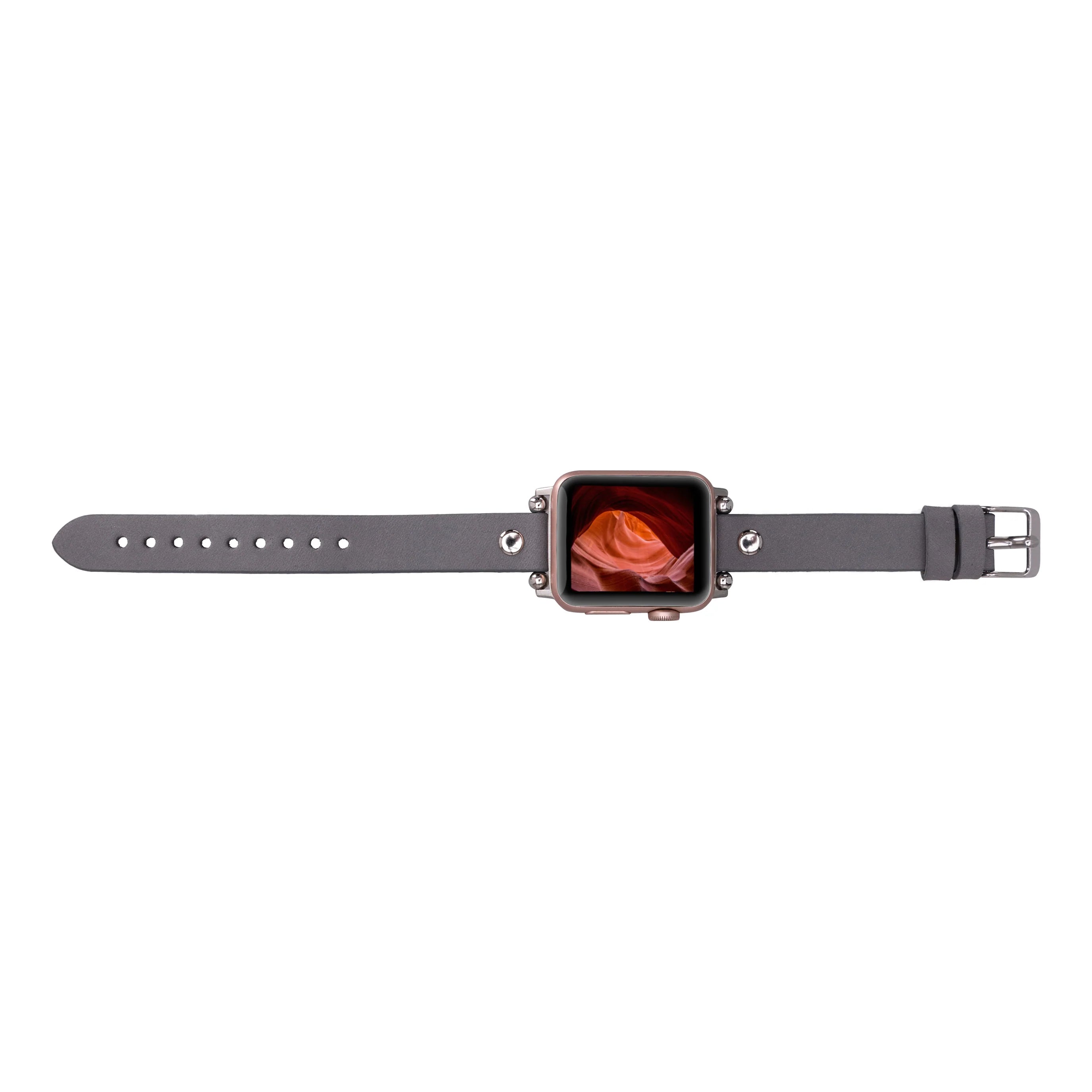 Ferro Silver Trok Style Leather Apple Watch Bands