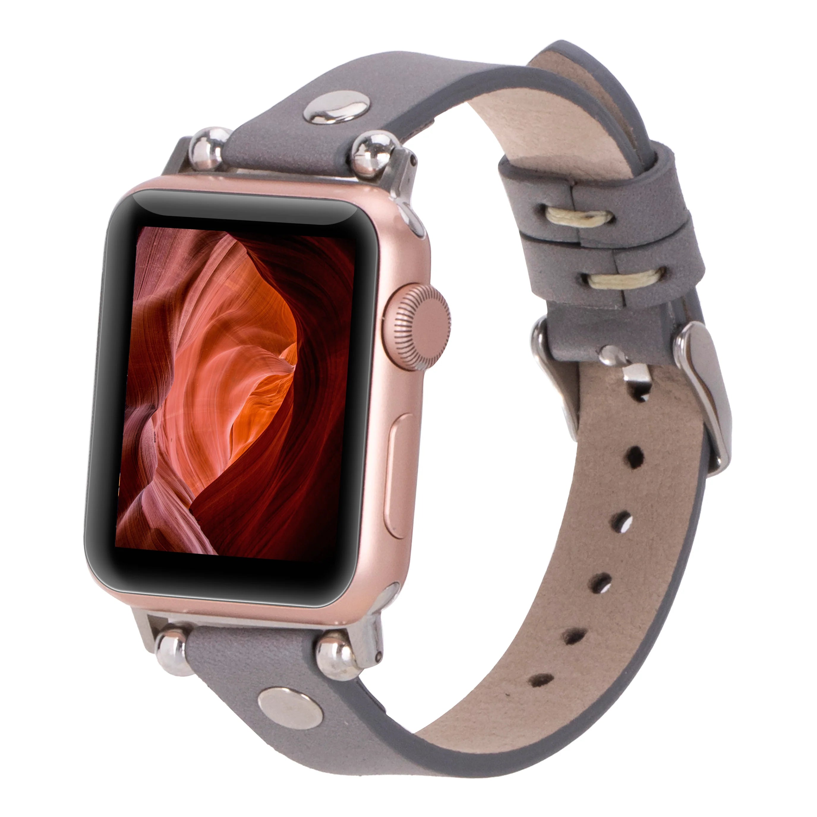 Ferro Silver Trok Style Leather Apple Watch Bands