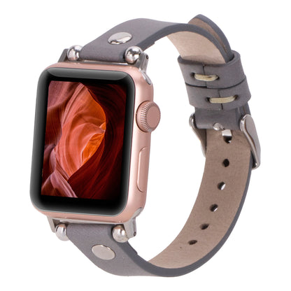 Ferro Silver Trok Style Leather Apple Watch Bands