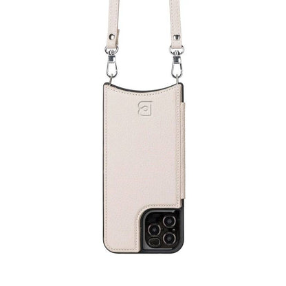 Sofia iPhone 12 Series Genuine Leather Case with Crossbody Strap