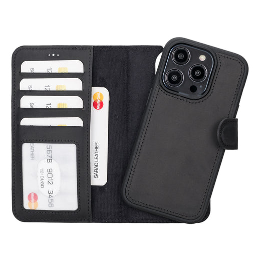 Liluri iPhone 14 Pro Detachable Leather Wallet Case
