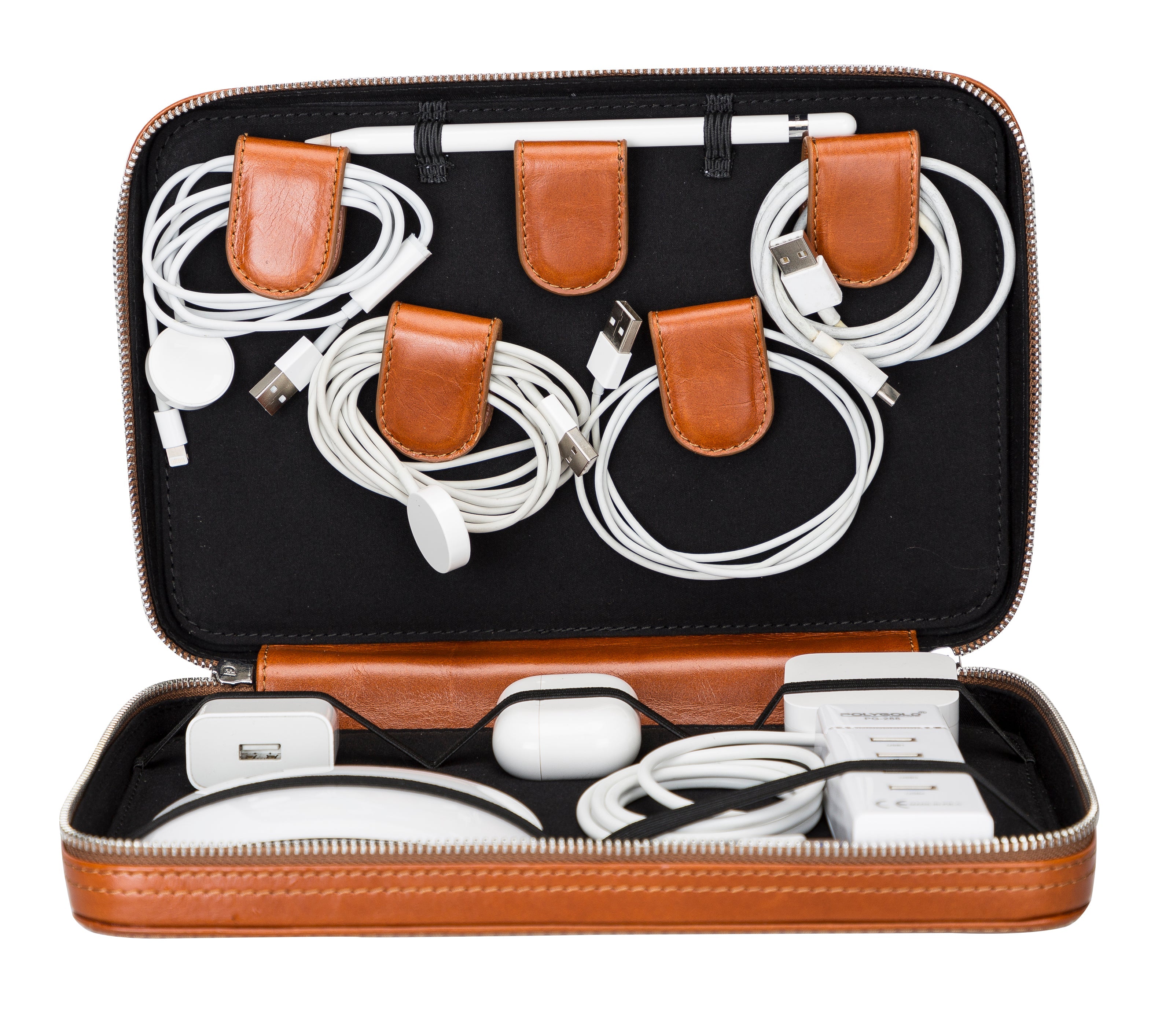Travel Leather Cable Organizer