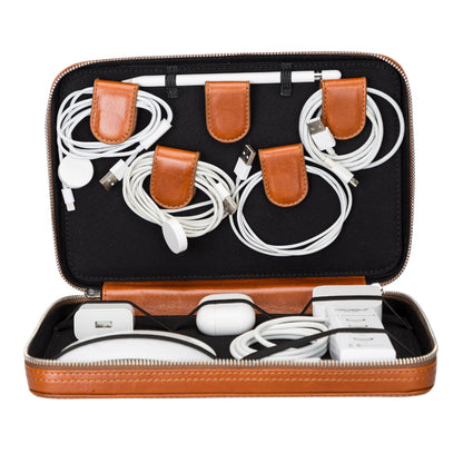 Travel Leather Cable Organizer