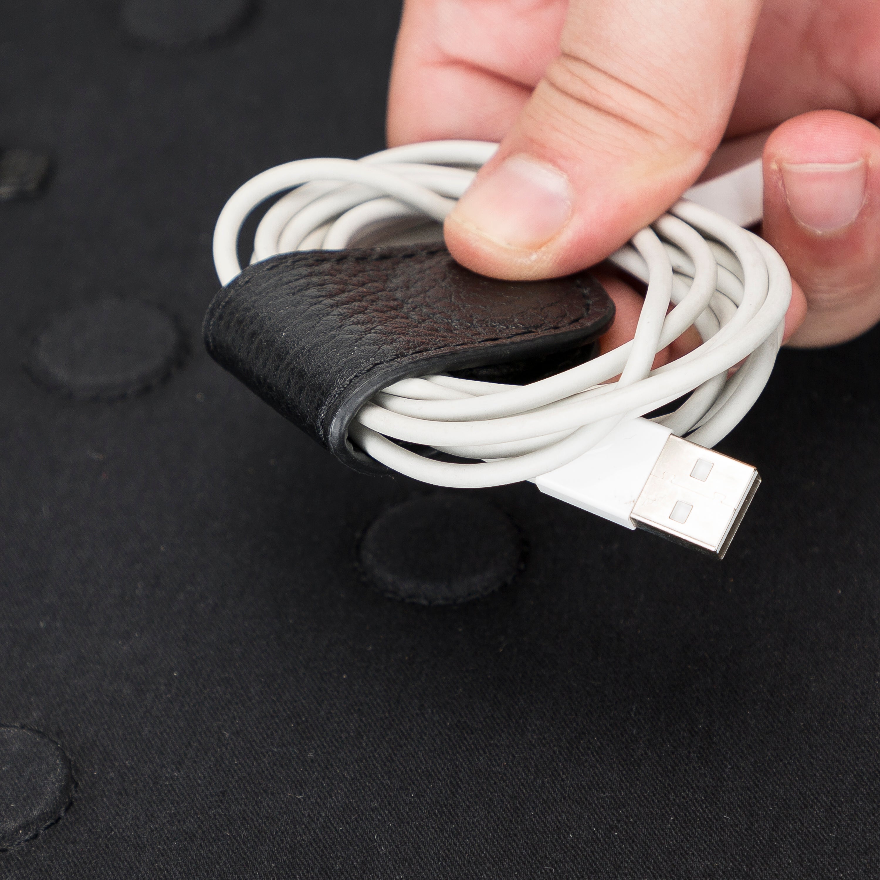 Travel Leather Cable Organizer