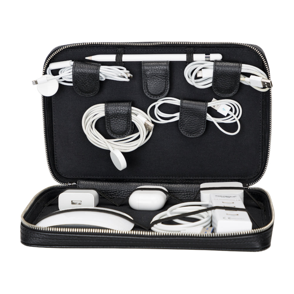 Travel Leather Cable Organizer
