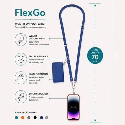FlexGo Leather Phone Strap & Wallet Set – Clip-On Flex