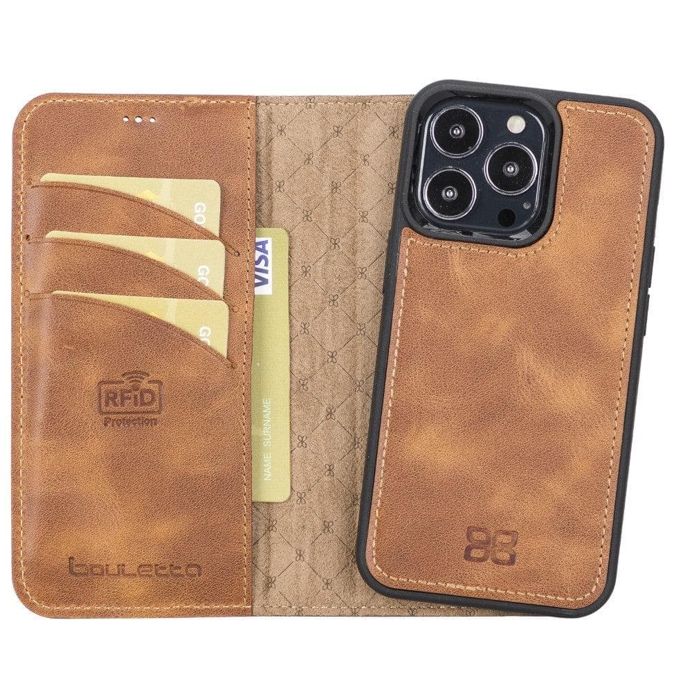 Magic iPhone 13 Series Detachable Genuine Leather Wallet Case - MW