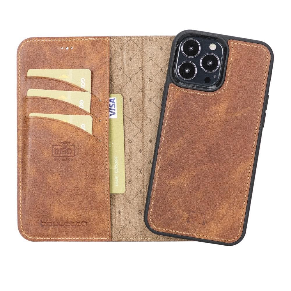 Magic iPhone 13 Series Detachable Genuine Leather Wallet Case - MW