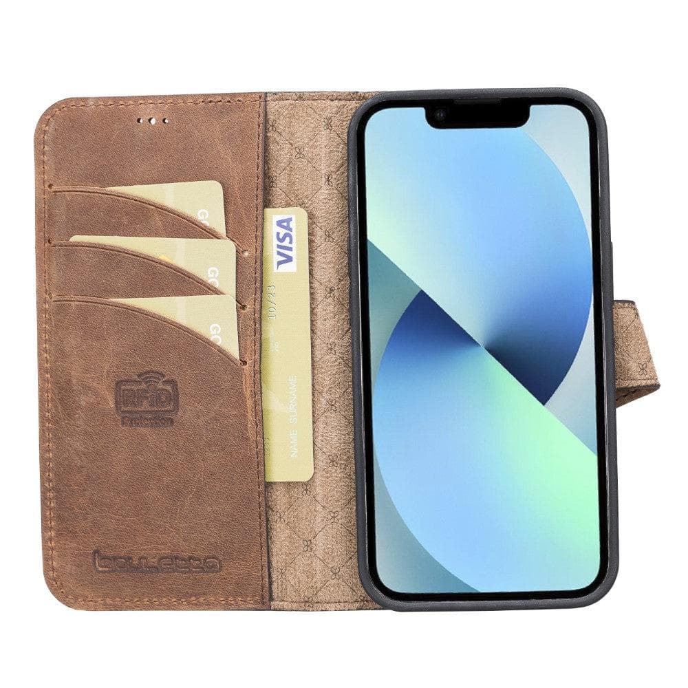 Magic iPhone 13 Series Detachable Genuine Leather Wallet Case - MW