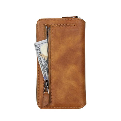 Pouch Magic Wallet iPhone 15 Series Detachable and Zipper Genuine Leather Wallet Case - PMW