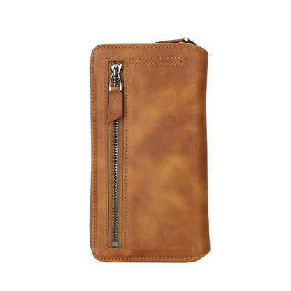 Pouch Magic Wallet iPhone 15 Series Detachable and Zipper Genuine Leather Wallet Case - PMW