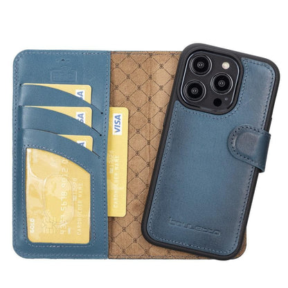 Magic iPhone 14 Series Detachable Colorful Genuine Leather Wallet Case - MW