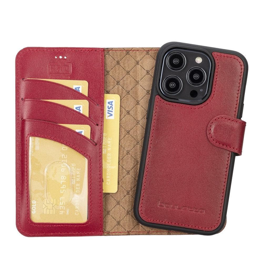 Magic iPhone 14 Series Detachable Colorful Genuine Leather Wallet Case - MW