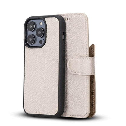 Magic iPhone 14 Series Detachable Colorful Genuine Leather Wallet Case - MW