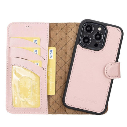 Magic iPhone 14 Series Detachable Colorful Genuine Leather Wallet Case - MW