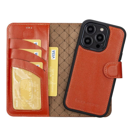 Magic iPhone 14 Series Detachable Colorful Genuine Leather Wallet Case - MW