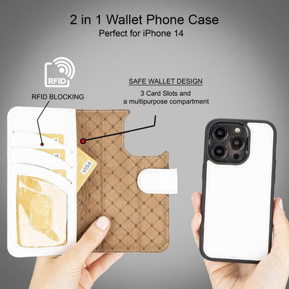 Magic iPhone 14 Series Detachable Colorful Genuine Leather Wallet Case - MW