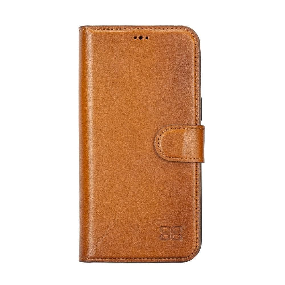 Magic iPhone 14 Series Detachable Darker Color Genuine Leather Wallet Case -