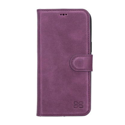 Magic iPhone 14 Series Detachable Darker Color Genuine Leather Wallet Case -