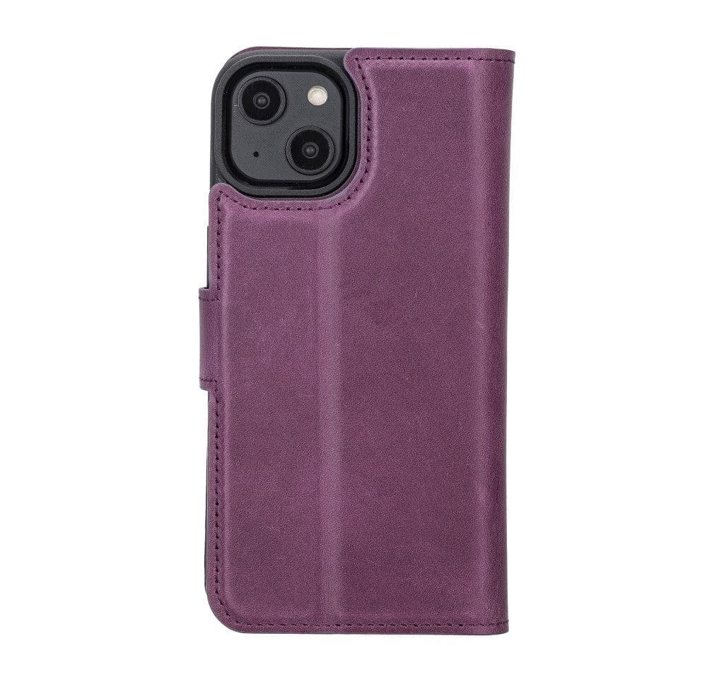 Magic iPhone 14 Series Detachable Darker Color Genuine Leather Wallet Case -