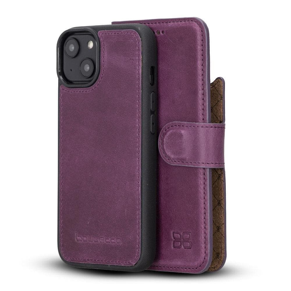 Magic iPhone 14 Series Detachable Darker Color Genuine Leather Wallet Case -