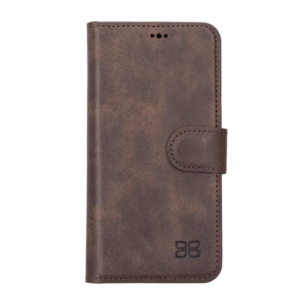 Magic iPhone 14 Series Detachable Darker Color Genuine Leather Wallet Case -