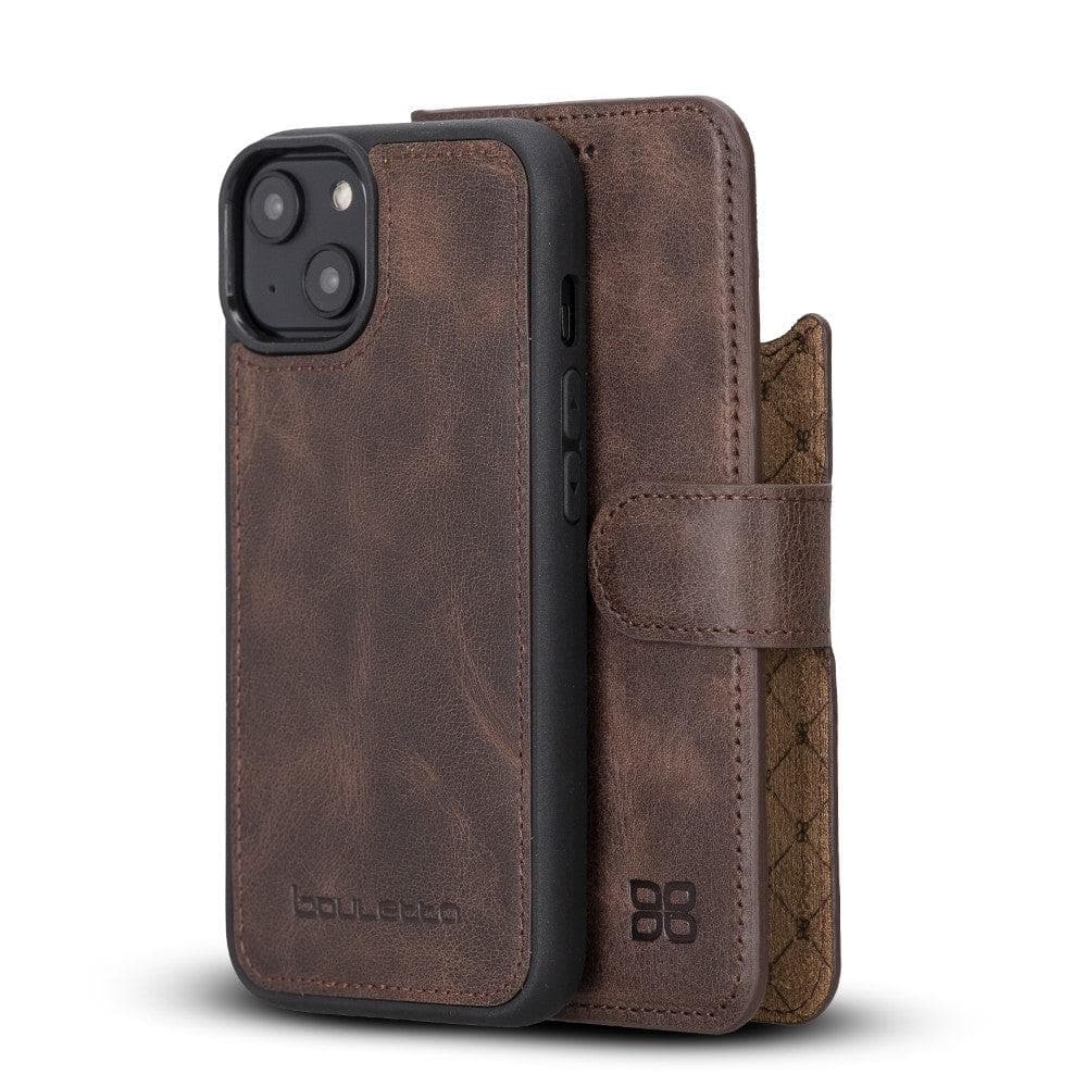 Magic iPhone 14 Series Detachable Darker Color Genuine Leather Wallet Case -