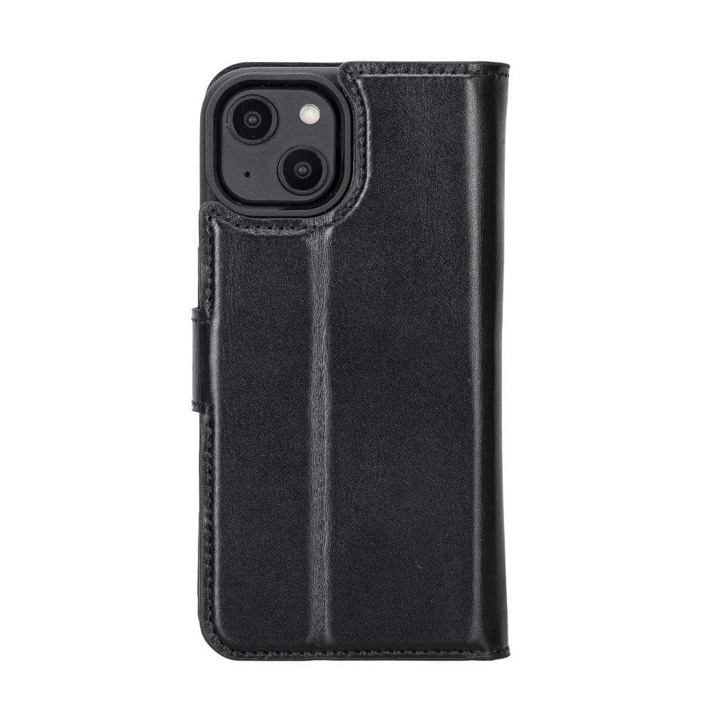 Magic iPhone 14 Series Detachable Darker Color Genuine Leather Wallet Case -