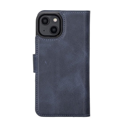 Magic iPhone 14 Series Detachable Darker Color Genuine Leather Wallet Case -