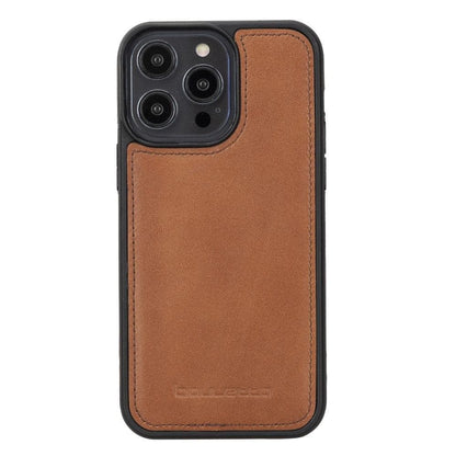 Magic iPhone 14 Series Detachable Darker Color Genuine Leather Wallet Case -