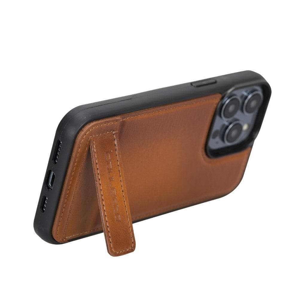 Flex Base iPhone 14 Series Genuine Leather Back Cover with Stand - FXC Base