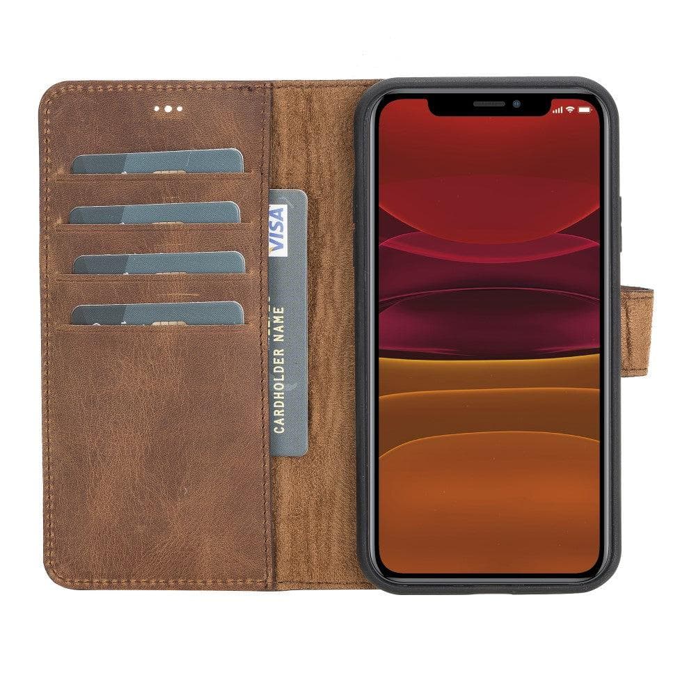 Magic iPhone 11 Series Detachable Genuine Leather Wallet Case - MW