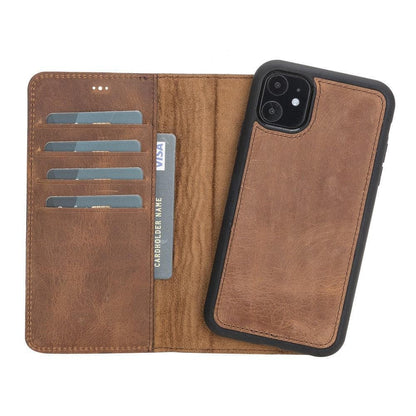 Magic iPhone 11 Series Detachable Genuine Leather Wallet Case - MW