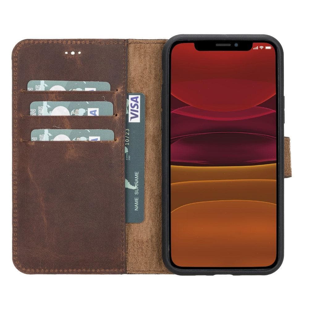 Magic iPhone 11 Series Detachable Genuine Leather Wallet Case - MW