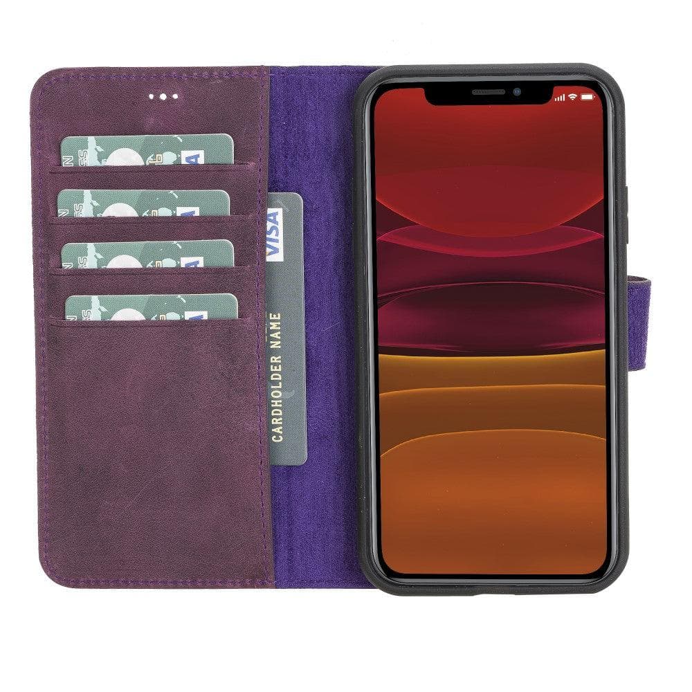 Magic iPhone 11 Series Detachable Genuine Leather Wallet Case - MW