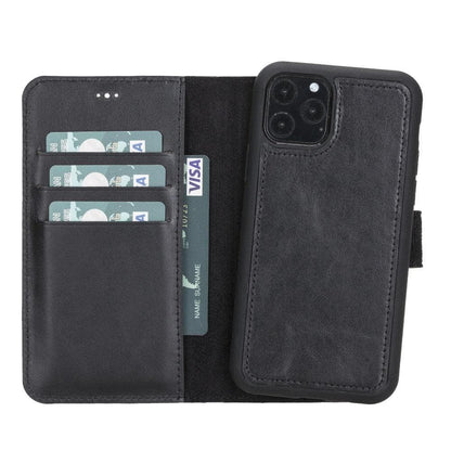 Magic iPhone 11 Series Detachable Genuine Leather Wallet Case - MW