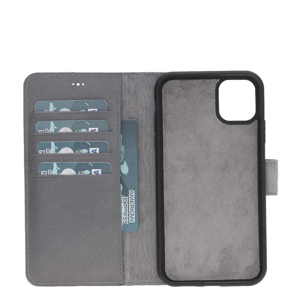 Magic iPhone 11 Series Detachable Genuine Leather Wallet Case - MW