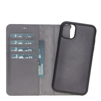 Magic iPhone 11 Series Detachable Genuine Leather Wallet Case - MW