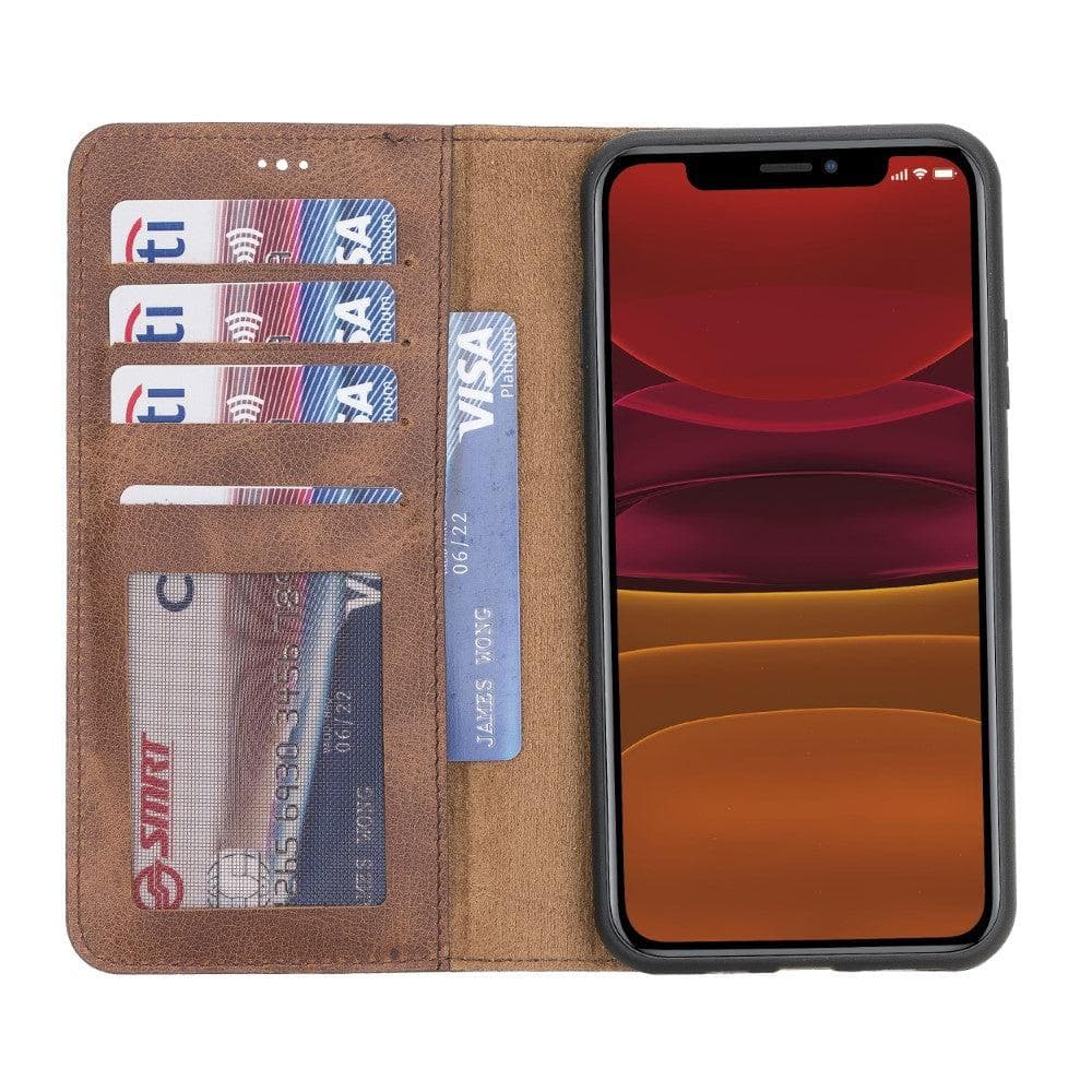 Magic iPhone 11 Series Detachable Genuine Leather Wallet Case - MW