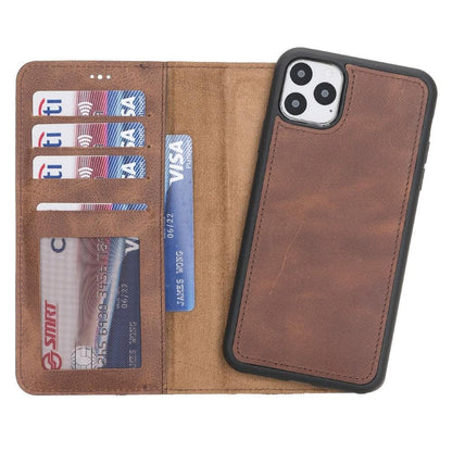 Magic iPhone 11 Series Detachable Genuine Leather Wallet Case - MW