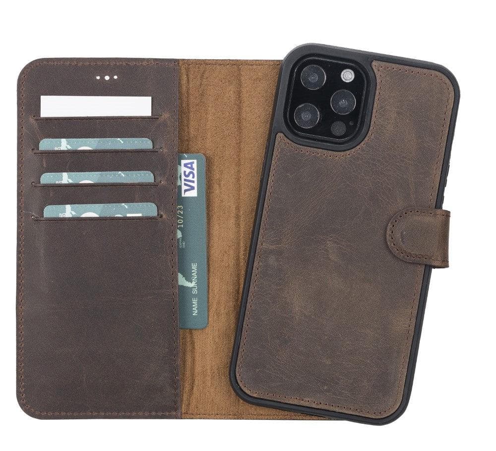 Magic iPhone 12 Series Detachable Genuine Leather Wallet Case - MW