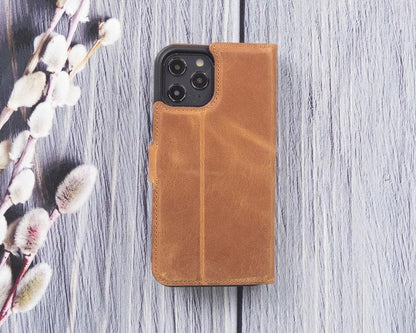 Magic iPhone 12 Series Detachable Genuine Leather Wallet Case - MW